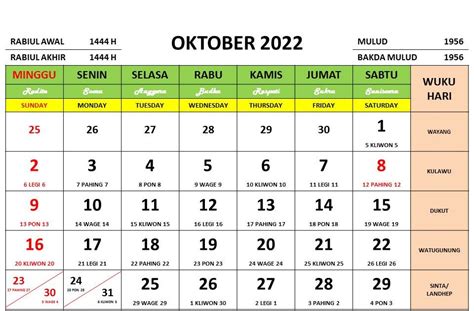 hari libur di bulan oktober 2022